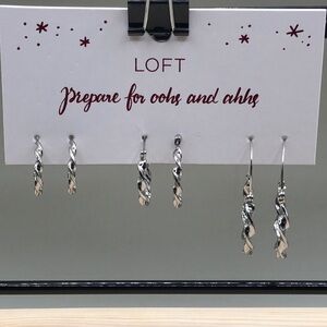 Loft textured hoop twist earrings 3 pairs small medium large